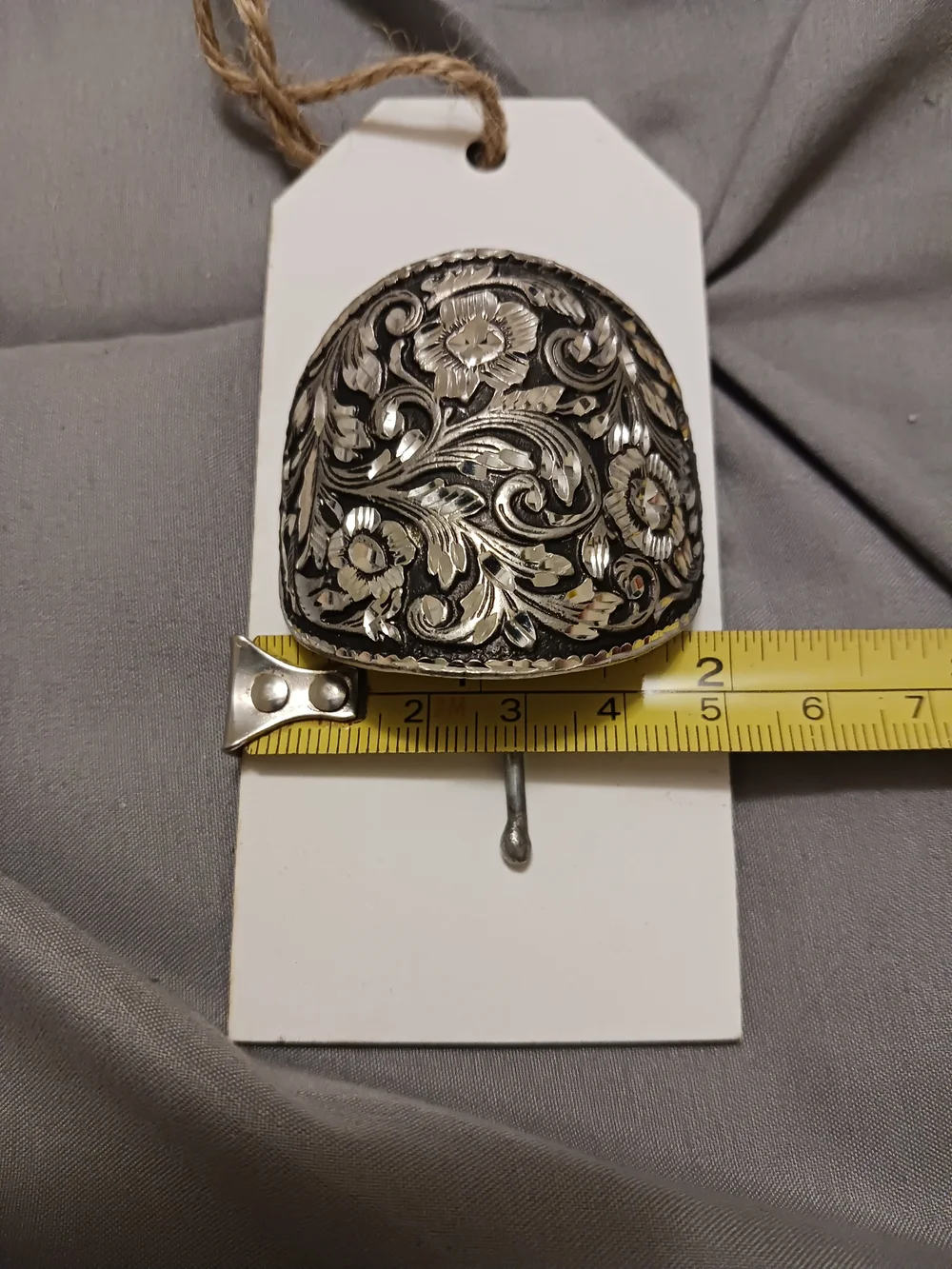 Vintage-Inspired Pewter  Black and Silver Floral Hair Slide